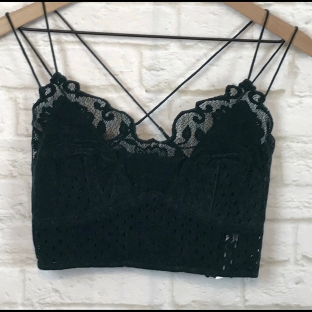 FP - NWOT -Emerald Green Eyelet & Velvet Bralette